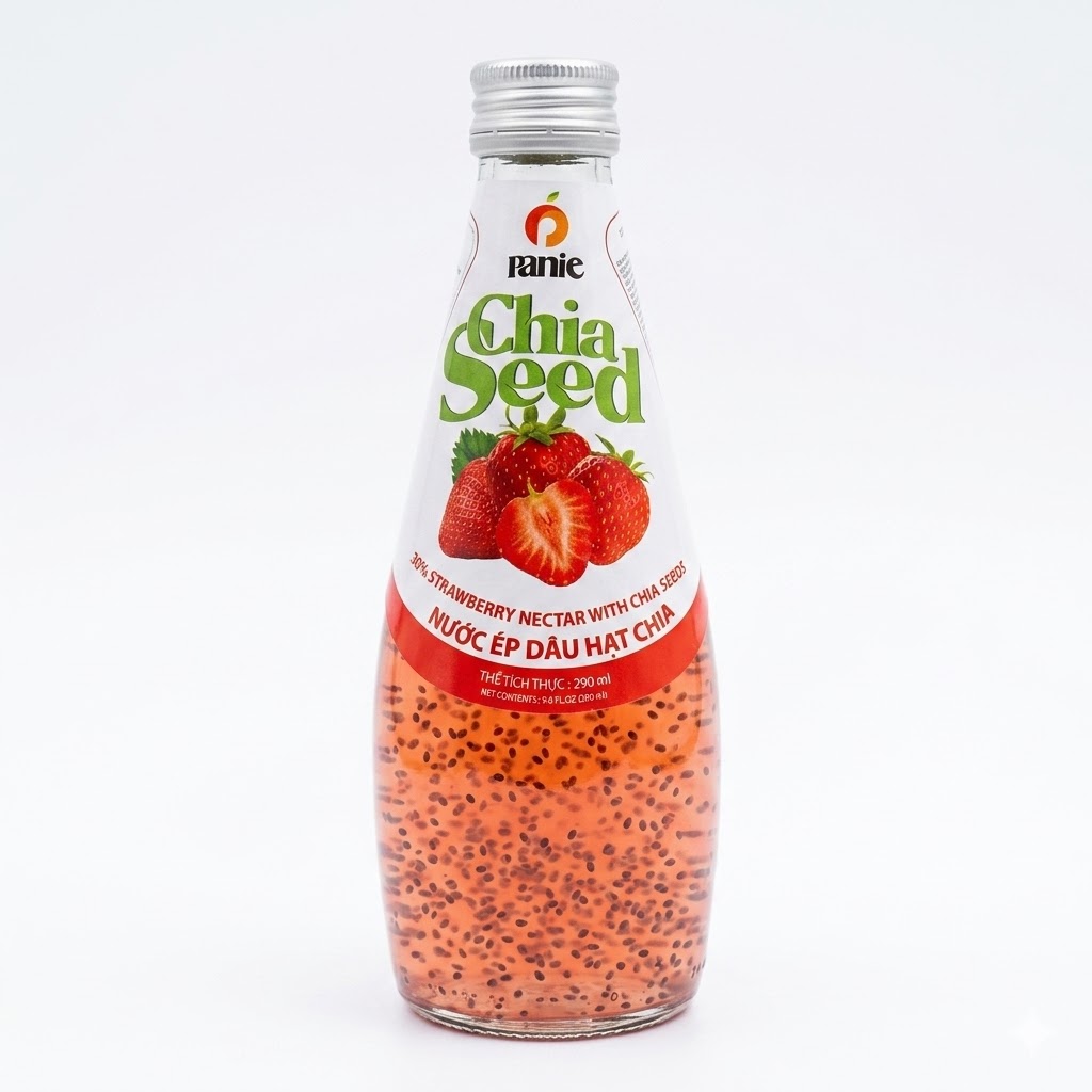Panie Chia Seed Strawberry Juice 290ml bottle