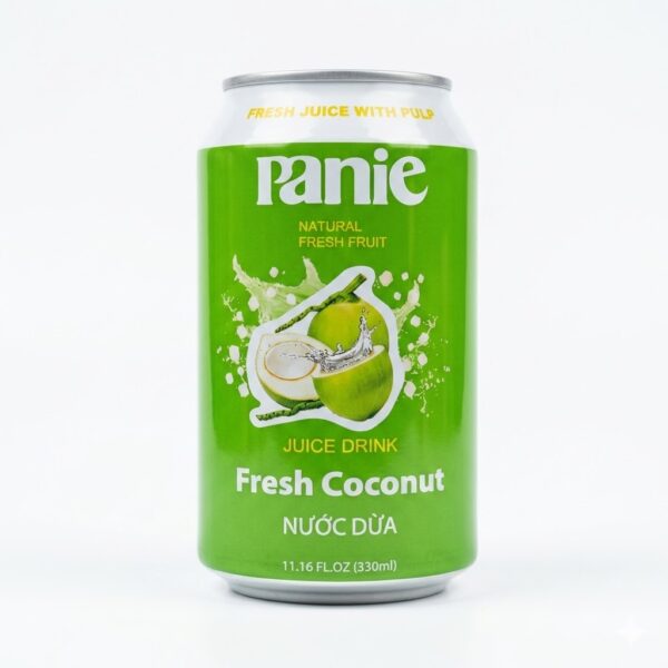 Panie Fresh Coconut Juice Drink 330ml bottle with coconut pulp
