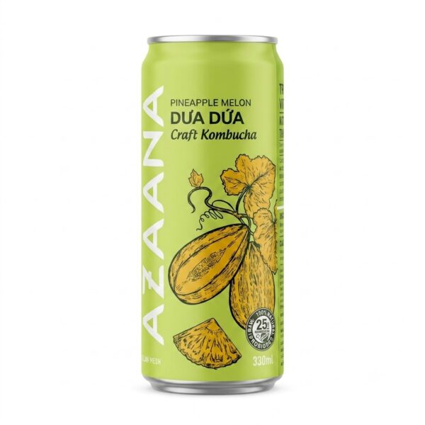 AZAANA Pineapple Melon Kombucha 330ml bottle