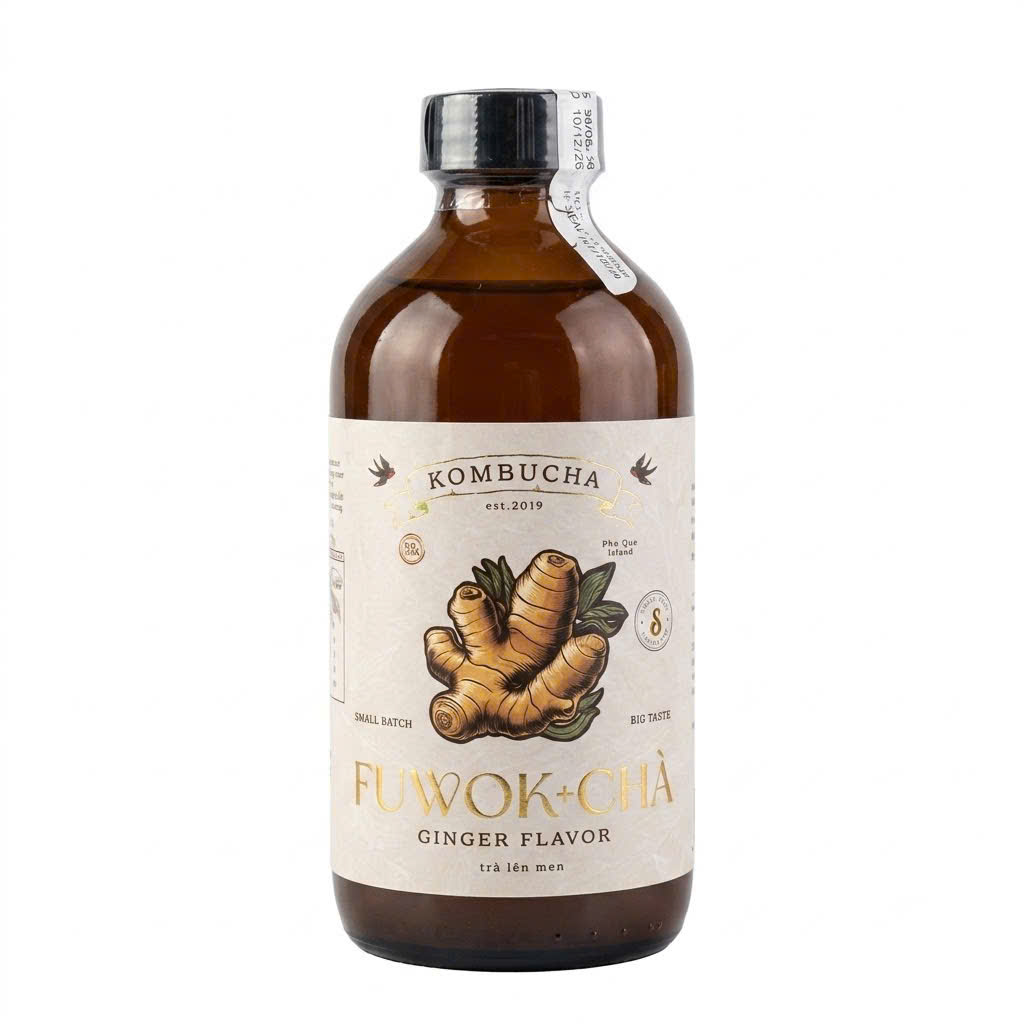Fuwok Cha Ginger Kombucha Craft Fermented Tea Drink 250ml from Phú Quốc